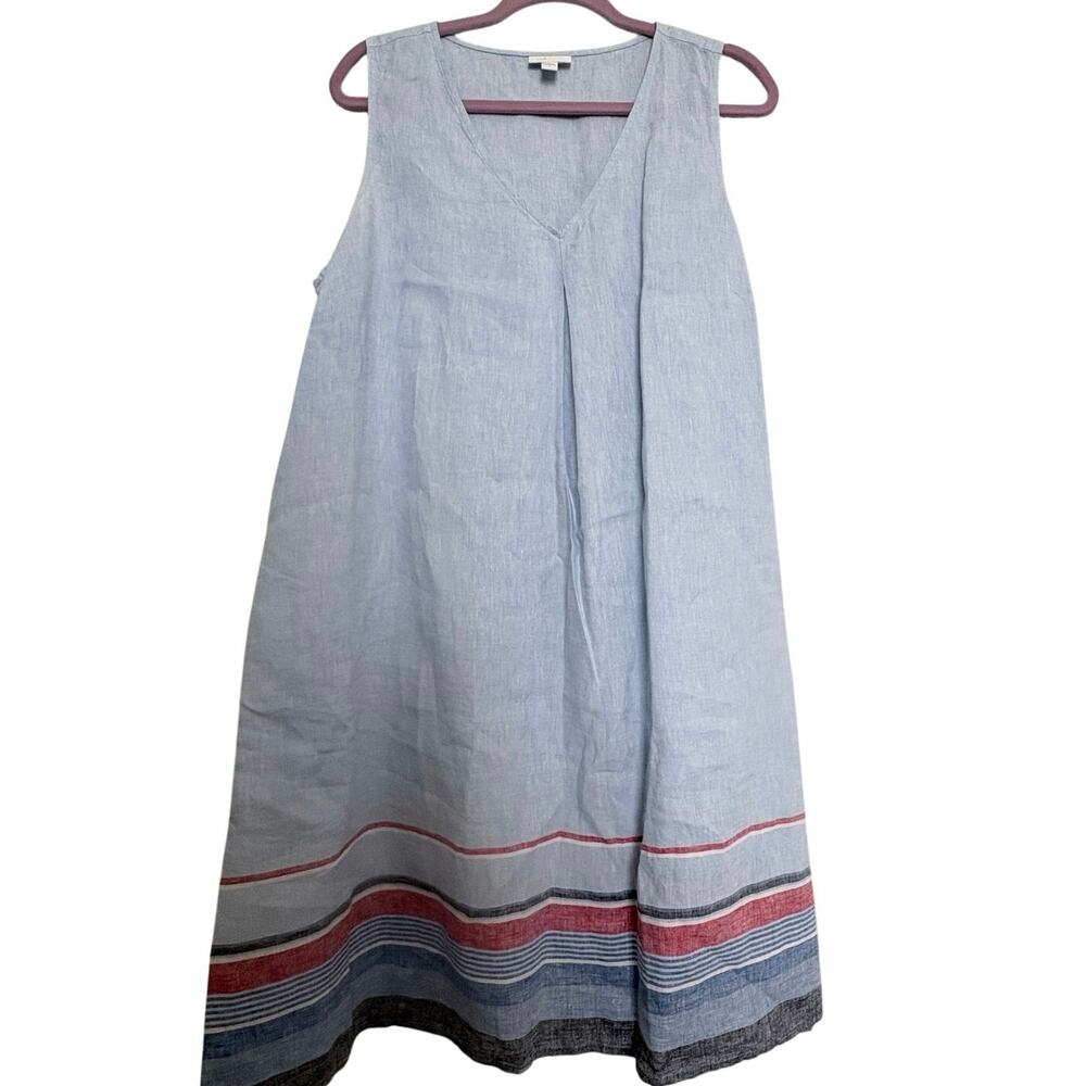 J.Jill Linen smock dress with pockets, see photos slight fading at armpits Large - Picture 2 of 12